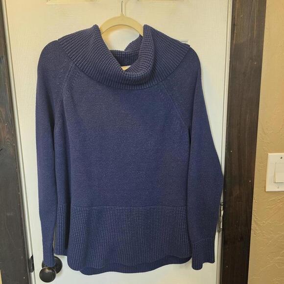 Cyrus Sweaters - Cyrus Women's Navy Blue Long Sleeve Sweater with Cowl Neck, Size Large